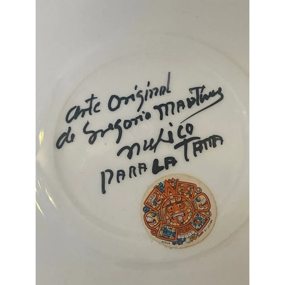 Gregorio Martinez Signed Mexican Folk Art Plate Bird Design 12” Hand Painted MCM - Picture 6 of 8